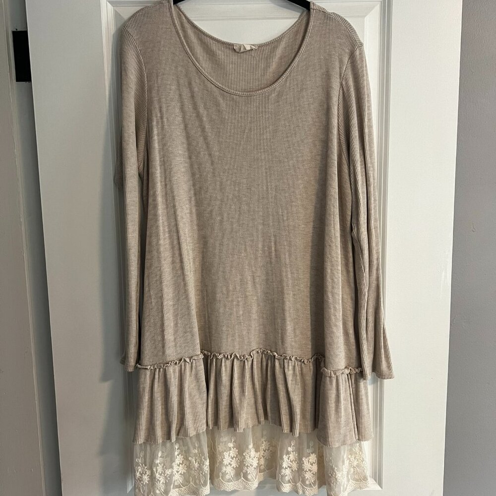 Long Sleeve Top/Tunic with Lace Trim
